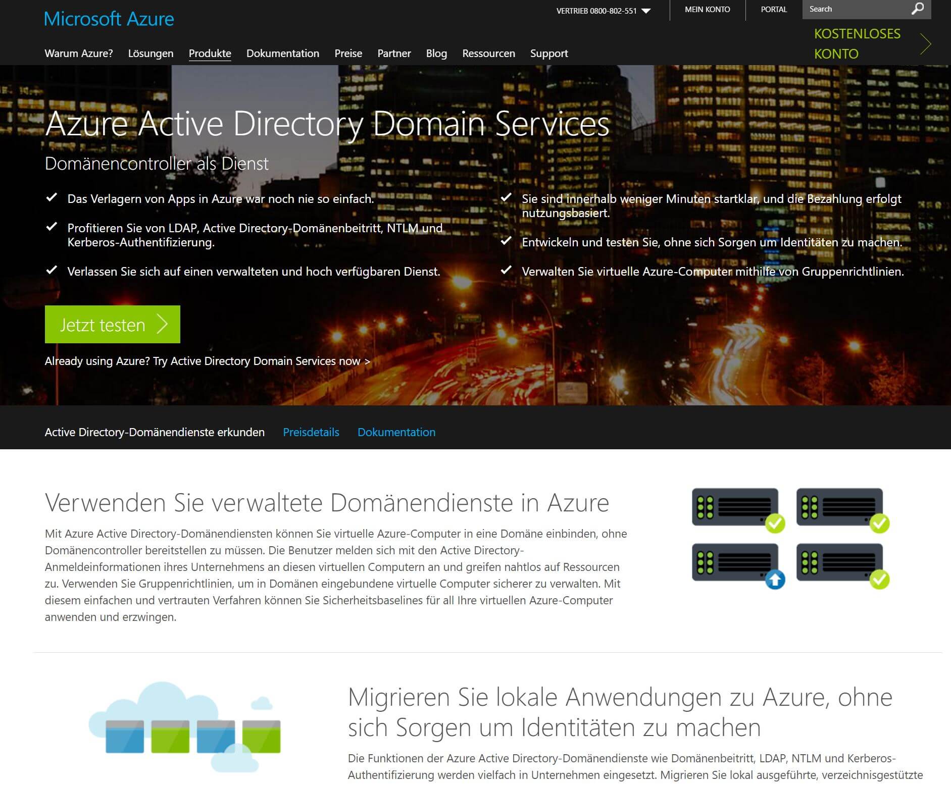 Screenshot von Azure Active Directory Services