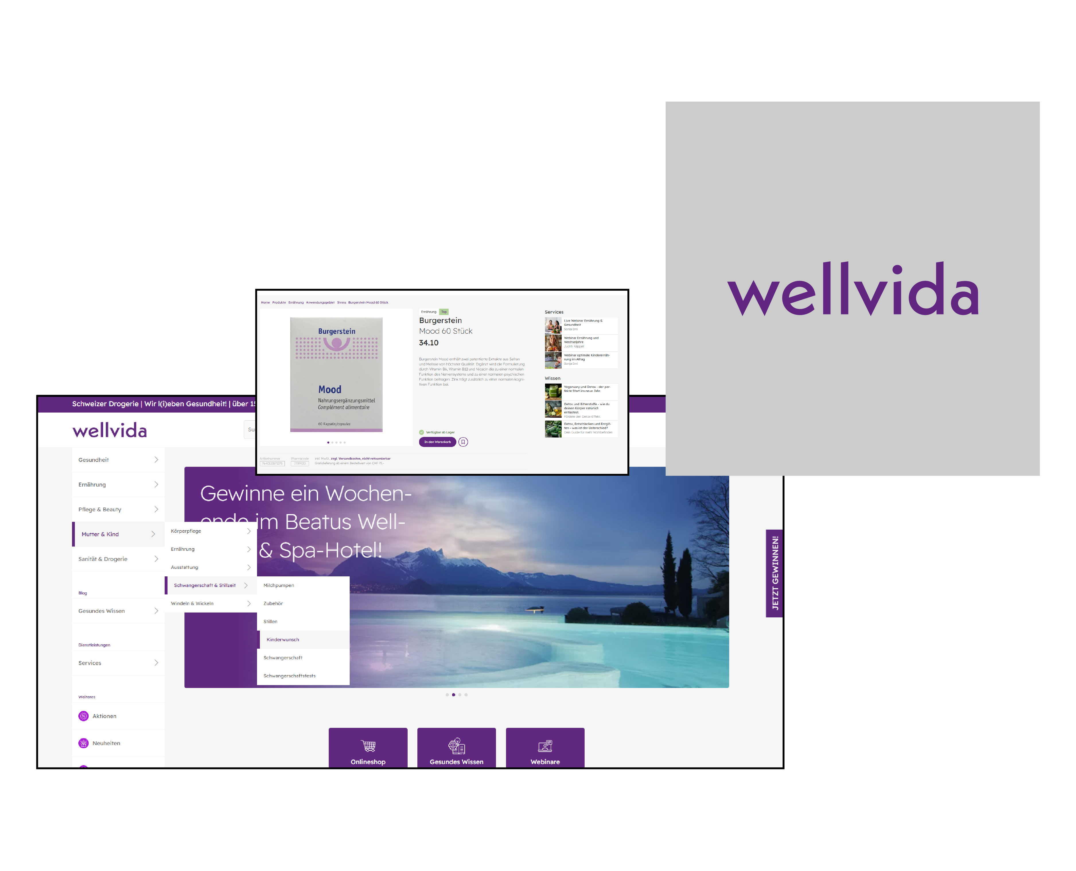 Visual zur Referenz E-Commerce Plattform & Online-Shop für die wellvida AG