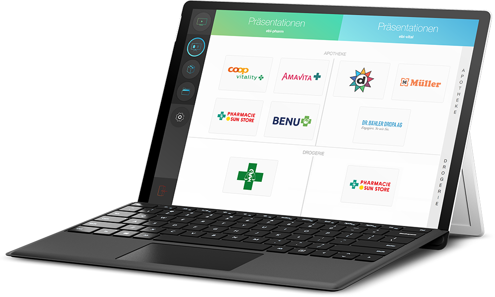 Sales App der ebi-pharm auf einem Microsoft Surface Tablet