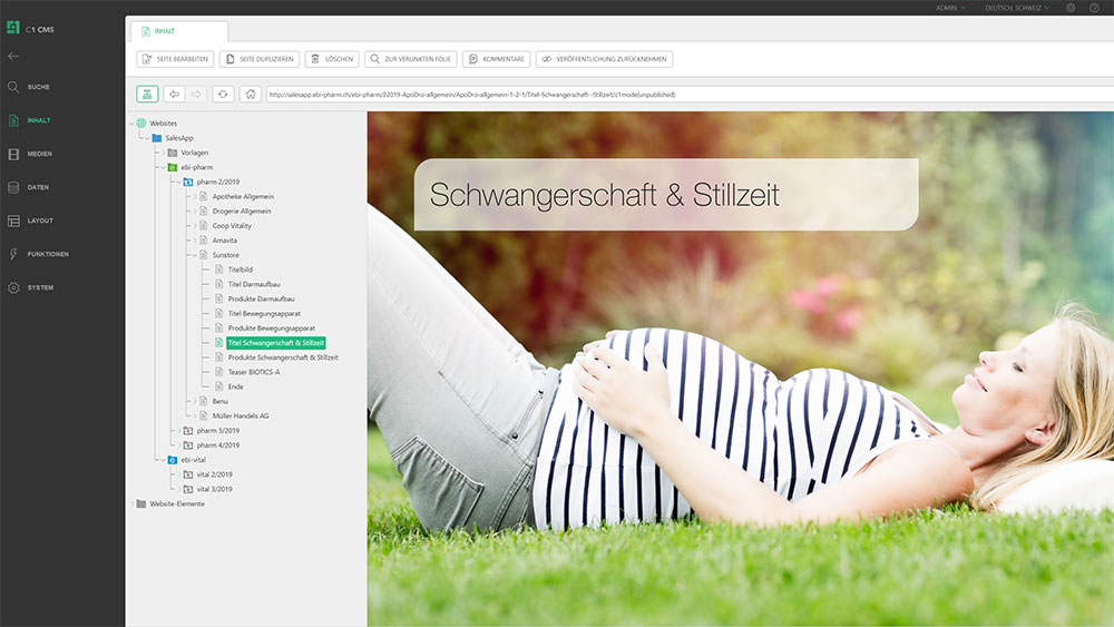 Orckestra C1 Backend für das Marketing